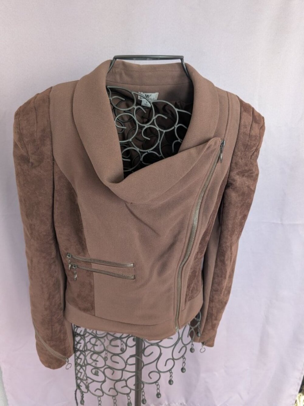 Worthington Vegan Suede Cowlneck Moto Jacket Size S